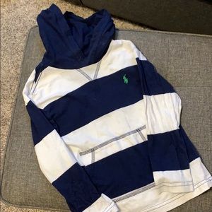 Striped long sleeve shirt with hood